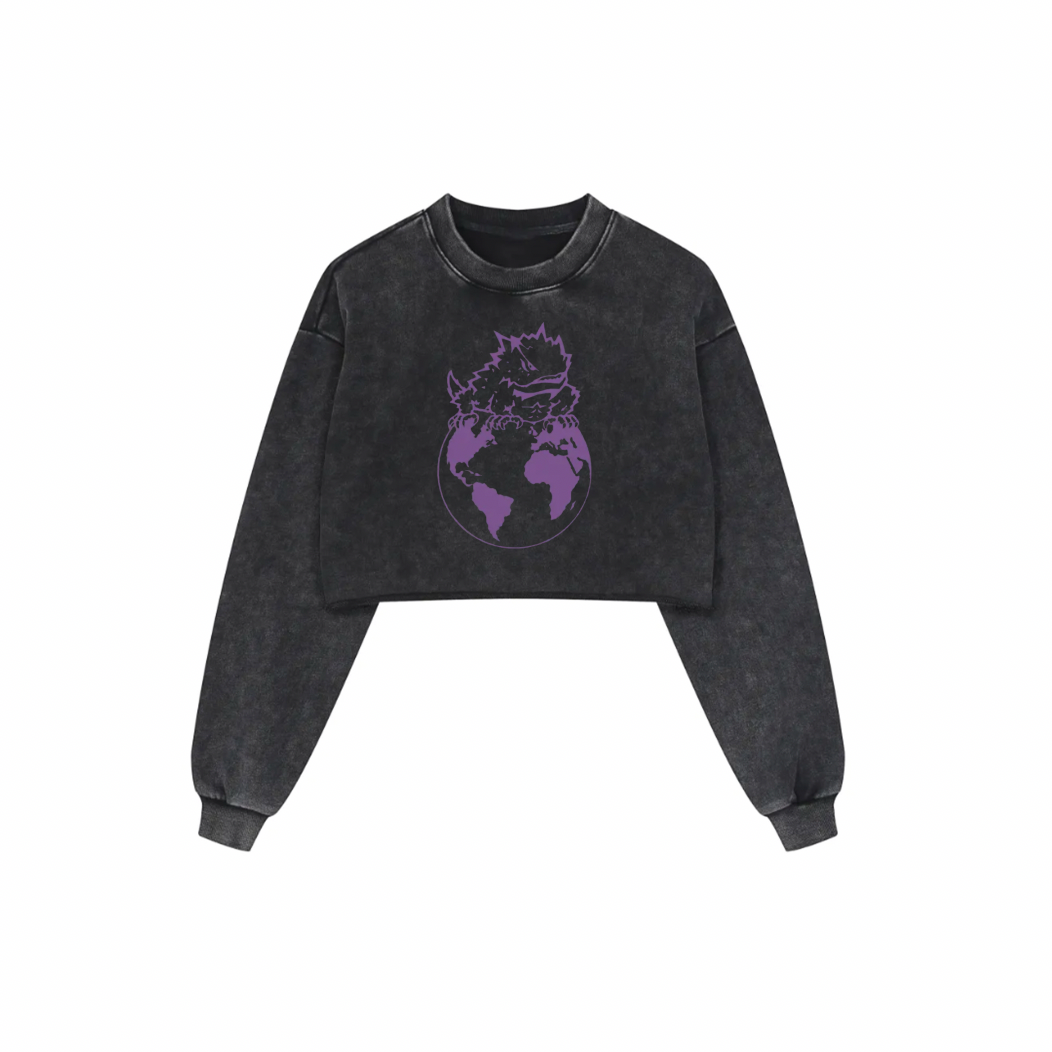 FROG WORLD WOMENS ACID CROP CREWNECK