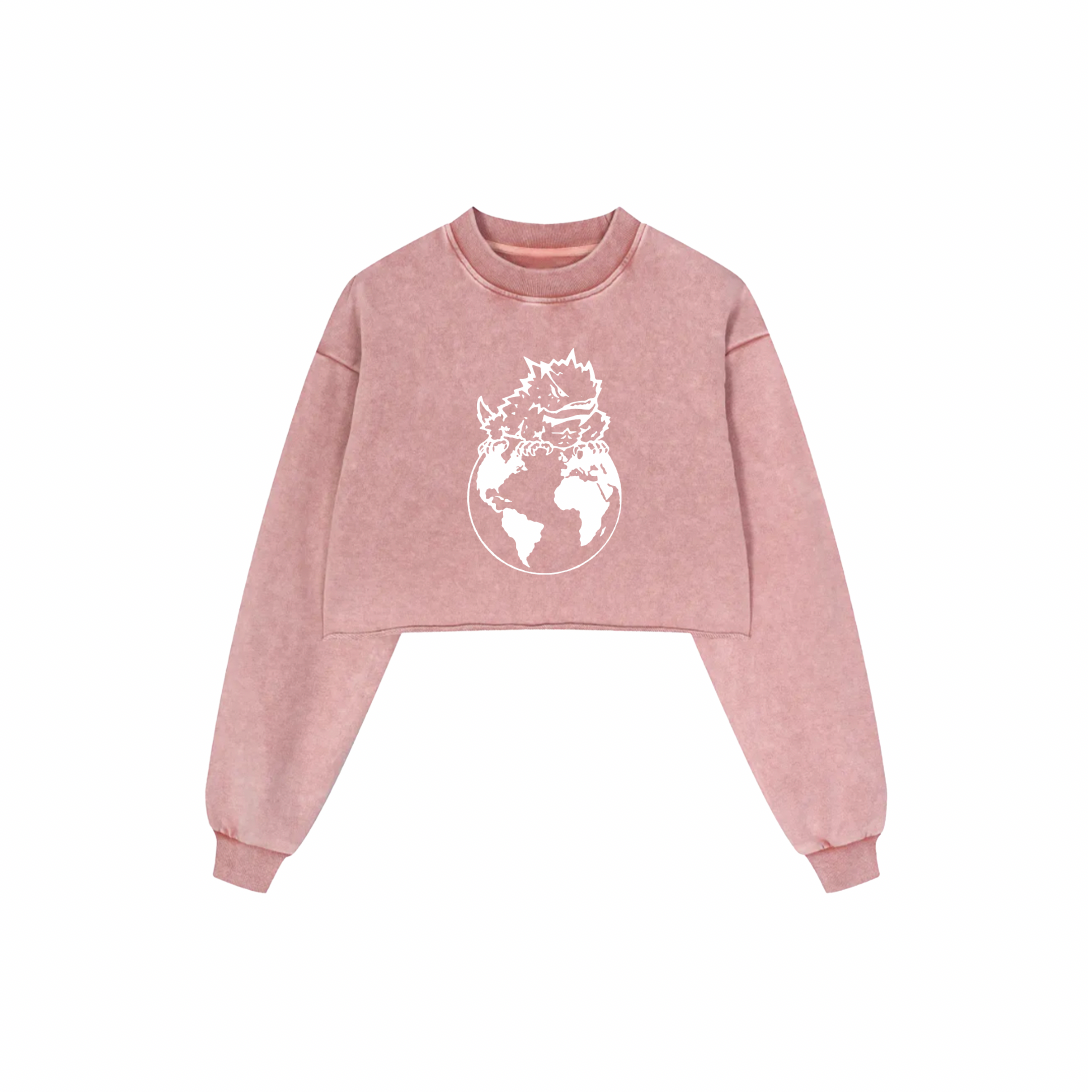 FROG WORLD WOMENS ACID CROP CREWNECK