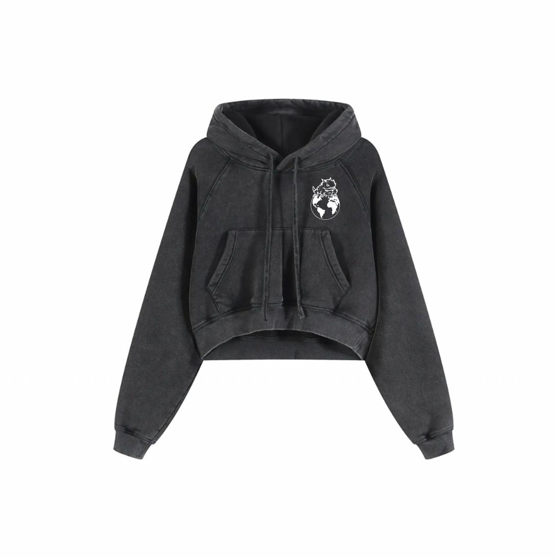 FROG WORLD WOMENS ACID CROP HOODIE